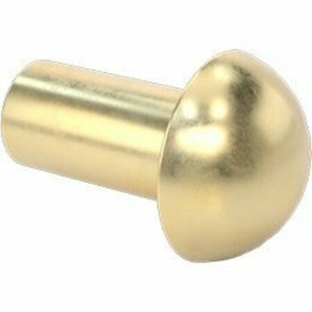 BSC PREFERRED Brass Domed Head Solid Rivets 3/16 Diameter for 0.281 Maximum Material Thickness, 50PK 97391A243